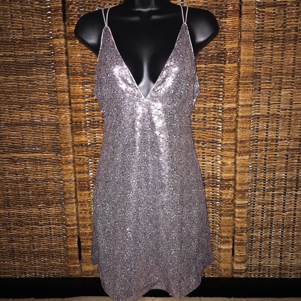 Silver Glitter Sequined NYE Dress